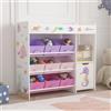 [en.casa] Scaffale per Cameretta con 9 Scatole Pieghevoli Porta Giocattoli Scomparto Chiuso con Anta e Ripiano Mobile Contenitore a Misura di Bimbi - Design Oceano - Rosa/Viola