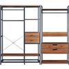 [en.casa] Set di 2 Mobili Organizzatori Guardaroba con Barre Appendiabiti Ripiani e 4 Cassetti Mobili Porta Abiti per Camera da Letto Cabina Armadio - Nero/Effetto Noce