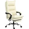 Vinsetto Sedia Ufficio Ergonomica Reclinabile 155° con Poggiapiedi Beige