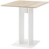 [en.casa] Tavolo con Piano Quadrato da Cucina Tavolo a Colonna da Bar per Sala da Pranzo Monolocale Angolo Cottura 65 x 65 x 78 cm - Effetto Rovere/Bianco