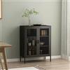 [en.casa] Comò in Acciaio con 2 Ante Reticolate Credenza per Soggiorno 101,5 x 80 x 40 cm Armadietto con 3 Scomparti - Nero