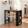 [en.casa] Tavolo Alto da Bar Bancone da Cucina a 3 Ripiani Laterali Penisola Salvaspazio con Scomparti Vani Aperti 120 x 60 x 106 cm - Nero/Effetto Rovere