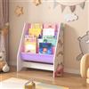 [en.casa] Scaffale per Cameretta con 4 Contenitori Morbidi a Scaletta - Mobile Porta Libri a Misura di Bimbi - Decorazione Unicorno - Rosa/Viola