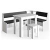 Vicco Combinazione di panche e tavolo ad angolo Roman, Bianco, 180 x 120 cm con tavolo, adatto per il posizionamento ad angolo in cucine e sale da pranzo