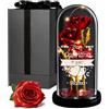 Maverton Rosa Stabilizzata con LED Personalizzata - Regalo Donna Compleanno Elegante - Rosa Eterna in Cupola di Vetro - Idee Regalo Donna - Dimensioni 21 cm x 11 cm