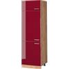 Vicco Armadio frigorifero R-Line, Rosso lucido, 60 cm, per la libera combinazione all'interno di sistemi cucina modulari