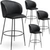 tectake® Set da 4 Sgabelli, Sgabello da Bar alto con Schienale Imbottito in Velluto con poggiapiedi, Gambe in Acciaio Zincato, Piedini Antiscivolo, Per Cucina, Bar, Sgabello da Bistrot - Nero/Nero