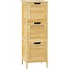 EUGAD Mobile da Bagno Autoportante, Mobiletto con 3 Cassetti Estraibili, in Bamb, 30x30x90cm, Colore Naturale per Salotto, Camera da Letto, Cucina
