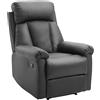HOMCOM Poltrona Relax Reclinabile Imbottita Ergonomica con Poggiapiedi Pelle PU 80 x 97 x 107cm Nero