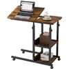 Wohenster Tavolino da Letto Con Stazione di Ricarica, Scrivania Tavolo da Lavoro regolabile in altezza tavolo con Ruote, il desktop può essere capovolto, tavolino da caffè, Comodino 80x40x63-90 cm