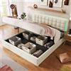 Ctastay Letto Matrimoniale letto Imbottito 180x200, Letto Contenitore con Striscia Luminosa a Led con Rete a Doghe in Legno, Giroletto, Testata e Spazio Contenitore, Bianco, Materasso Non Incluso