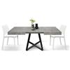 PAZZO DESIGN Tavolo Allungabile Mimì, Gambe Incrociate Nere, Grigio Cemento, Cucina, Sala Da Pranzo, Estensibile, Made in Italy, 95x90x75,5 cm - id_2228