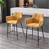 DAYALANE Set di 2 Sgabelli da Bar in Tessuto Sgabelli Cucina con Braccioli Sedie Alte Moderne con Gambe in Metallo per Bancone/Cucina/Sala da Pranzo, Giallo