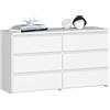 AKORD Cassettiera CL-100 6 (2 x 3) Cassetti | Moderna Mobiletto per Soggiorno Sala da Pranzo Camera da Letto | Armadio Cameretta | 35 x 100 x 57 cm | Bianco + Frontale Bianco