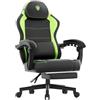 Dowinx Sedia da gioco, ergonomica, in pelle PU con supporto lombare, funzione massaggio e schienale largo, portata fino a 150 kg, verde chiaro