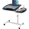 Wohenster Scrivania con Altezza Regolabile e Ruote, Supporto per Computer Portatile Inclinabile, Slot per Tazza IPad, Tavolino da Letto Soggiorno Divano Mobile, Scrivania Salvaspazio 60x40cm Nera