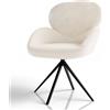 Juskys Sedia girevole Albano - Bouclé - Girevole a 360° & imbottita, rivestimento facile da pulire, gambe in metallo regolabili, design moderno, per sala da pranzo e cucina - Crema