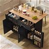 Huayz isola cucina a libera installazione con piano ribaltabile, carrello da cucina su 5 ruote, con ripiano e 2 cassetti, per sala da pranzo 129×71×91,5cm (Nero)