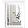 LIFEZEAL Armadio da Bagno con Specchio in Legno, 56 x 15 x 69 cm, Mobiletto da Bagno a Parete con Ripiano Regolabile in Altezza, Specchio da Bagno con Contenitore con Porta, Bianco