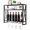 GIANTEX Scaffale per Vino da Parete, Portabottiglie a 3 Livelli, Portabottiglie da Vino con Supporto in Vetro, per Cucina, Casa, 80x20x63 cm