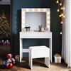 SONNI Toeletta Trucco Bianca con Specchio Sgabello e Luci LED Dimmerabili | 12 Luci LED Dimmerabili, Comò con Cassetti, Design Elegante, Facile Montaggio, Regalo per Lei