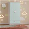 [en.casa] Armadietto Guardaroba per Cameretta Bambini con Appendiabiti e Cassetto Mobile a Misura di Bimbi per Vestiti e Giocattoli 123x60x40 cm Menta Verde