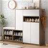 Easexcy Panca con scarpiera & scarpiera, scarpiera multifunzionale con seduta imbottita, versatile soluzione di archiviazione delle scarpe con ripiani regolabili per l'ingresso, 140/T35/H110 cm