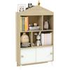 AIYAPLAY Libreria per Bambini con 4 Cubi Aperti e Ripiani Superiori, Scaffale Portagiochi con Armadietto Inferiore in Legno, per Cameretta, Soggiorno e Asilo Nido, 80x30x140.5 cm, Bianco e Color Legno