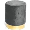 Tex family Pouf Poggiapiedi Velvet in Velluto Grigio Scuro con Base Dorata | Design Elegante, Ø32xH40 cm, Morbido, Resistente fino a 150 kg