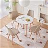 GrandCA HOME Tavolo da Pranzo e 4 Sedie da Pranzo Set da Pranzo Moderno, Struttura di Giunzione Tavolo Rotondo da Tavolo e Sedie da Cucina Beige