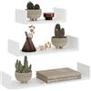 KUBUTKU Set di 3 Mensole sospese da parete, Mensola da Muro 80, 60, 40 cm (Bianco)