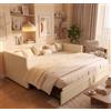 Lietre Divano letto, richiudibile, 2 posti, 90/180 x 200 cm, struttura letto, 2 posti, richiudibile, con doghe, estensibile, velluto (senza materasso) (Beige)