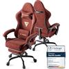 Huracan Sedia da Gaming Ergonomica, Gamer chair Con Cuscino Lombare + Poggiatesta, Poltrona da gaming Regolabile In Altezza, Sedia Gamer Schienale Inclinabile, Poggiapiedi Incluso, Rosso