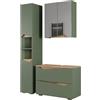 Vicco Set di mobili da bagno Marelle, Verde/Artigianale, 80 cm, composto da mobile sottolavabo, specchiera e colonna alta