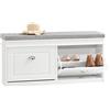 SoBuy Panca scarpiera con cuscino 104x24x52cm per ingresso | Cassapanca contenitore in MDF E1 FSC con ripiani regolabili, seduta imbottita, portata 150kg, design slim bianco FSR64-W