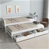 Moimhear Divano letto singolo, letto estraibile, base su ruote, con 2 cassetti in MDF, telaio in legno massello, bianco (200 x 90 cm/190 x 90 cm)