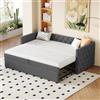 Soweiz Letto imbottito, divano letto allungabile, 90 x 200 cm, classico a forma piena con bottoni, con rete a doghe, letto multifunzionale, tessuto di velluto delicato sulla pelle (senza materasso)