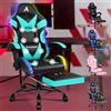 ALFORDSON Sedia Gaming con Massaggiante e Luci LED,Sedia Ergonomica Gamer per Scrivania,Poltrona Regolabile in Altezza con Supporto Lombare Poggiatesta,Schienale Regolabile 90-150°, Similpelle(Ciana)