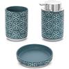 Inbagno Set Accessori Bagno Turchese Cobalto 3 Pezzi, in Ceramica, Dispenser Sapone 350 ml, portaspazzolini e Porta Sapone, Serie Circus