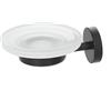 Inbagno Piattino portasapone a Parete Nero Opaco in Acciaio e Vetro Satinato, Installazione a Muro con Viti e tasselli Inclusi, Chic Black