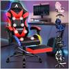 ALFORDSON Sedia Gaming Massaggiante e Luci LED, Sedia Gamer Ergonomica per Scrivania, Poltrona Regolabile in Altezza con Supporto Lombare Poggiatesta, Schienale Regolabile 90-150°, Similpelle(Rossa)