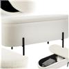 tectake® Panca Imbottita in Tessuto Bouclé, Panca Contenitore con Pratico Spazio Interno, Panca Comoda Pouf Contenitore con Gambe in Acciaio, Panca da Ingresso Design Scandinavo - Crema/Bianco