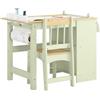 SoBuy Tavolino Bambini con 1 Sedia, Set Tavolo e Sedie per Bambini Multiattività con 2 Ripiani, Tavolo Disegno e Gioco, Sedia Scrivania Cameretta Verde 80x50x66cm KMB60-GR