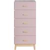 Rebecca Mobili Cassettiera per Bambini, Cassettiera con 5 Cassetti, Rosa Marrone, MDF Pino, Design Scandinavo, Salvaspazio - Misure HxLxP: 115 x 50 x 40 cm - Art. RE6981