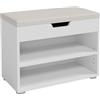 Vicco Panca scarpiera da ingresso Rolfe, Bianco, 60 x 45 cm, per la conservazione delle scarpe e compatibile con i mobili Rolfe