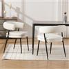 chairus Set di 2 sedie da cucina moderne in ciniglia, imbottite, con gambe in metallo, per sala da pranzo, cucina, ristorante, colore: bianco