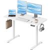 DEVAISE Scrivania Regolabile in Altezza Elettrica 120x60 cm, Scrivania Ufficio Ergonomica con Piano a 2 Sezioni, Funzione Memoria e Sistema Anticollisione, Altezza 72-118 cm,Bianca