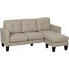 HOMCOM Divano angolare a 3 posti, reversibile a destra o sinistra, soggiorno, grande comfort, schienale imbottito, beige