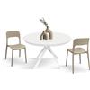 PAZZO DESIGN Tavolo Rotondo Allungabile Karem, Soggiorno, Cucina, Gambe Incrociate Shangay Bianche, Made in Italy, Bianco Frassinato, da 120 a 170 cm - id_2179