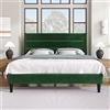 Lexiou Letto imbottito 140 x 200 cm, struttura letto con rete a doghe e testiera, letto matrimoniale imbottito, design moderno senza tempo, letto per ragazzi (verde scuro)